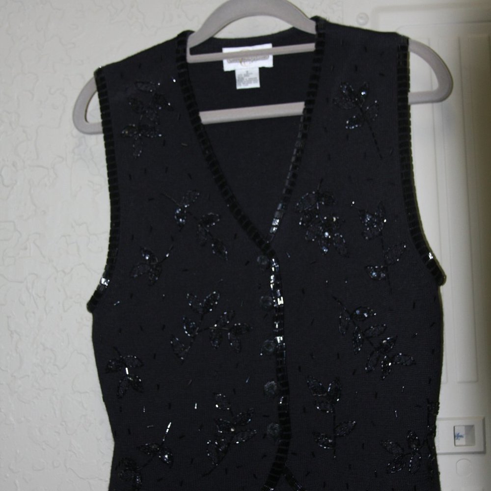 Black sweater vest with sequin detail